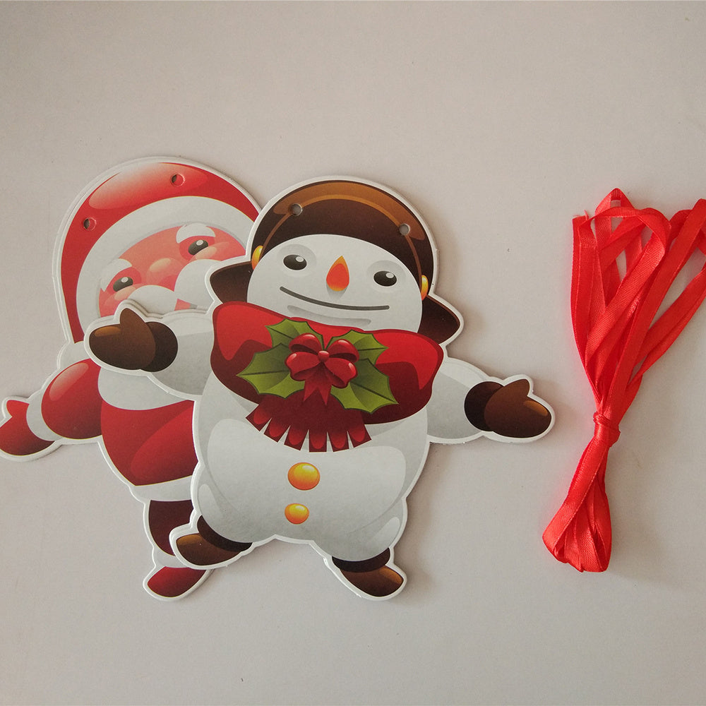 Christmas Party Garland Banner Hanging Ornaments Santa Snowman Xmas Tree Decor