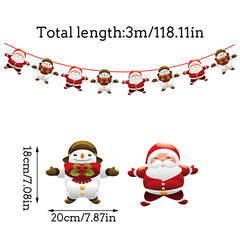Christmas Party Garland Banner Hanging Ornaments Santa Snowman Xmas Tree Decor