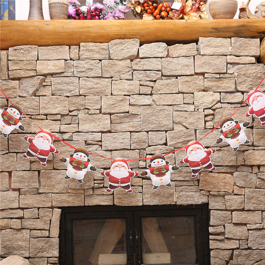 Christmas Party Garland Banner Hanging Ornaments Santa Snowman Xmas Tree Decor