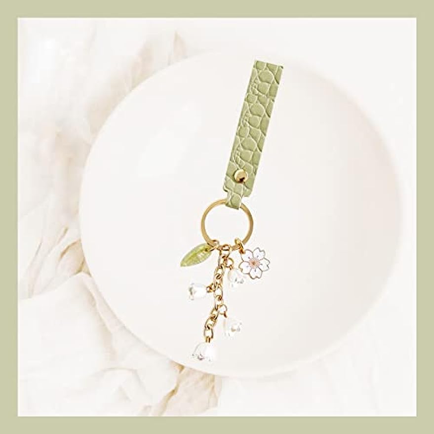 Lily Of The Valley Flower Key Chains Faux Leather Purse Car Key Chain