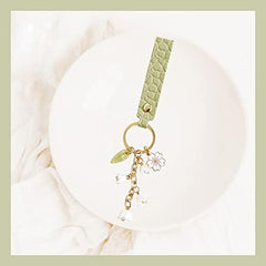 Lily Of The Valley Flower Key Chains Faux Leather Purse Car Key Chain