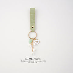 Lily Of The Valley Flower Key Chains Faux Leather Purse Car Key Chain