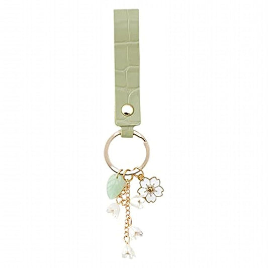 Lily Of The Valley Flower Key Chains Faux Leather Purse Car Key Chain