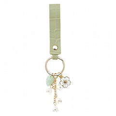 Lily Of The Valley Flower Key Chains Faux Leather Purse Car Key Chain