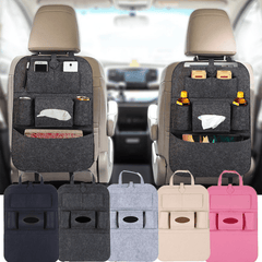 2pcs Car Back Seat Storage Bag Organizer Trunk Elastic Felt Storage Bag 6 Pocket