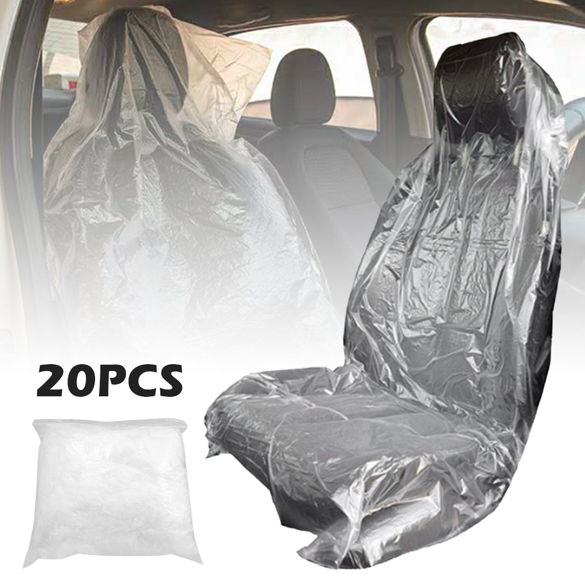 20pcs Waterproof Car Seat Covers Universal Protect Plastic Seat Covers 78x144cm