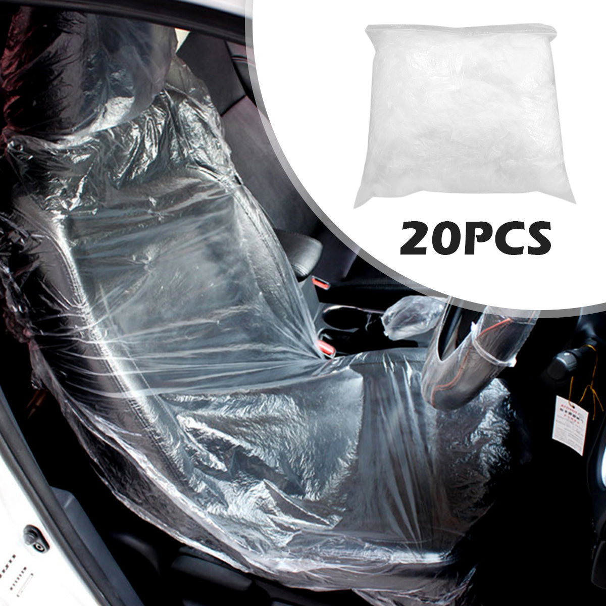 20pcs Waterproof Car Seat Covers Universal Protect Plastic Seat Covers 78x144cm