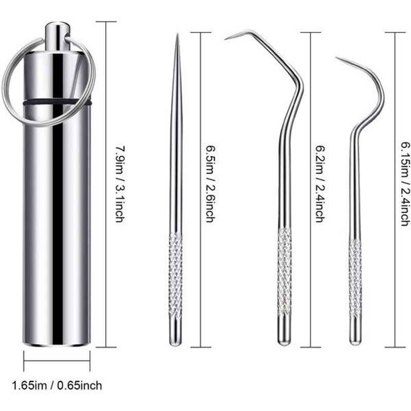 8pcs Stainless Steel Toothpicks Titanium Reusable Metal Dental Floss