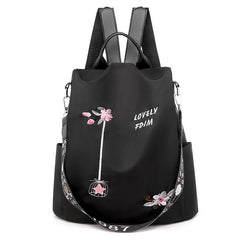 Large Capacity Flower Embroidery Nylon Backpack