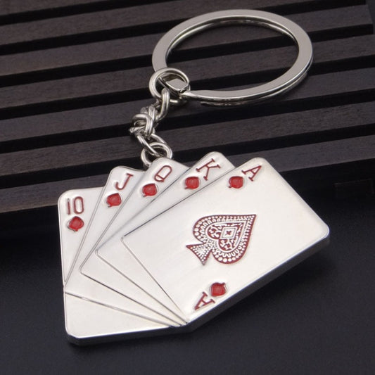1pc Lucky Playing Card Keychain Alloy Poker Key Chains Playing Card Key Ring
