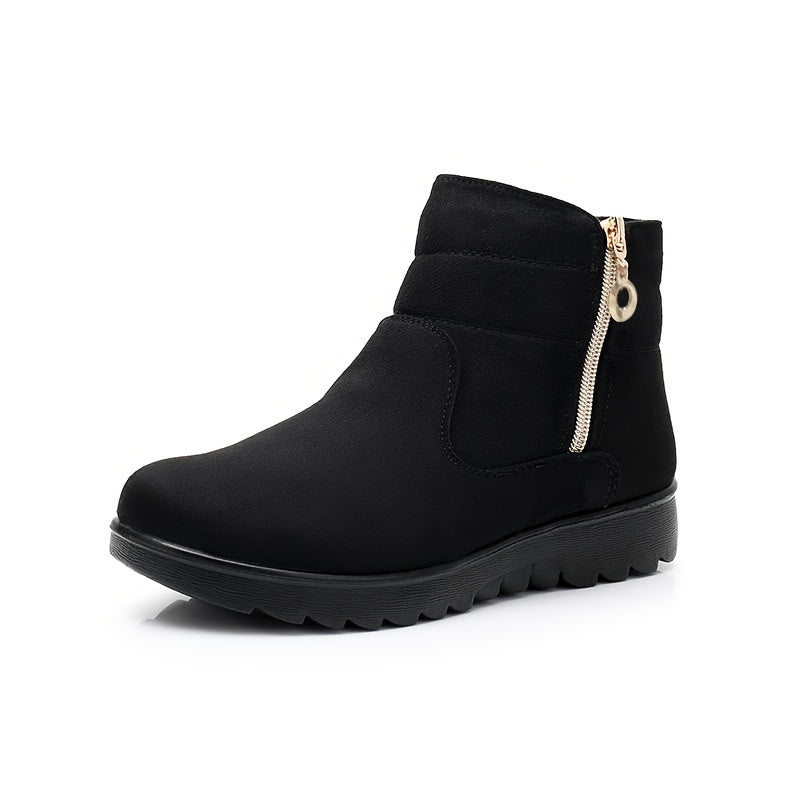 Women's Non Slip Solid Zipper Snow Boots Comfortable Outdoor Warm Boots Shoes