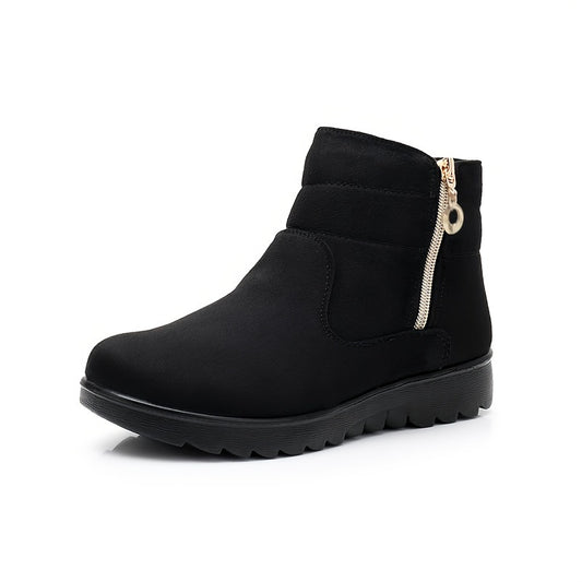 Women's Non Slip Solid Zipper Snow Boots Comfortable Outdoor Warm Boots Shoes