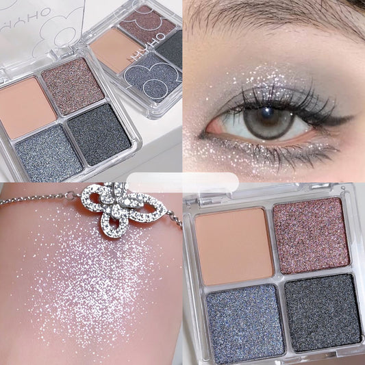 Pink Purple Glitter Eyeshadow Palette Sequin Finish Cosmetics