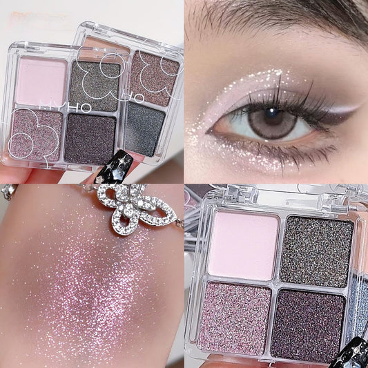 Pink Purple Glitter Eyeshadow Palette Sequin Finish Cosmetics