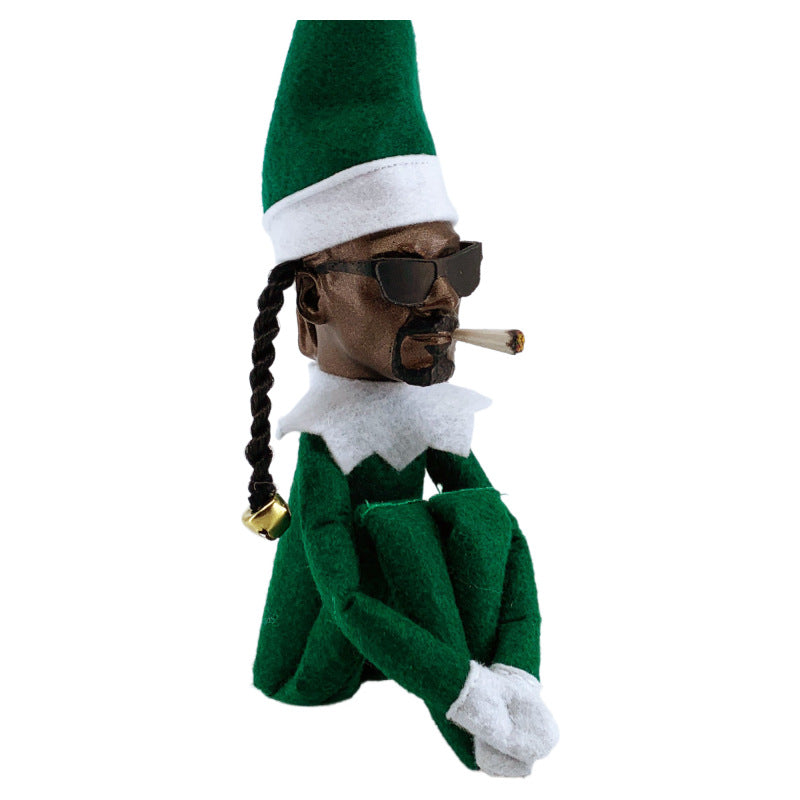 Green Christmas Hat FigureTable Decoration Hip Hop Plush Doll