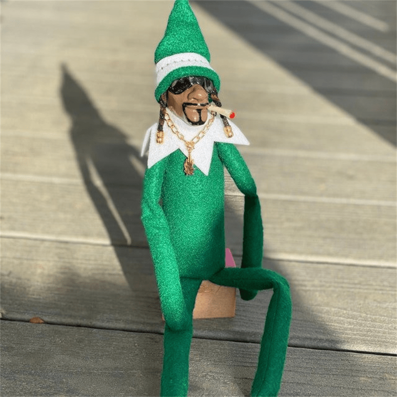 Green Christmas Hat FigureTable Decoration Hip Hop Plush Doll