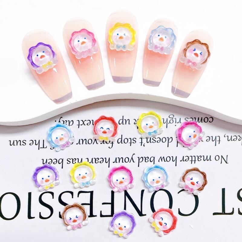 20pcs Chicken Sunflower Nail Art Charms Resin Accessories