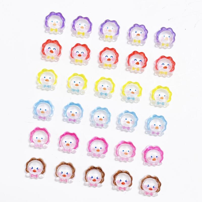 20pcs Chicken Sunflower Nail Art Charms Resin Accessories