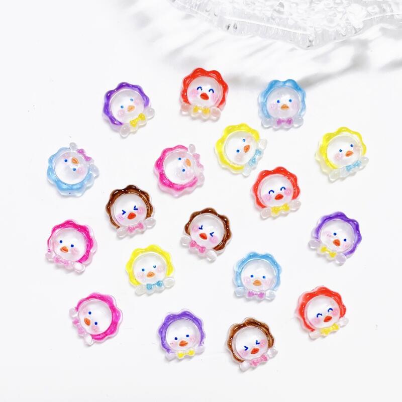 20pcs Chicken Sunflower Nail Art Charms Resin Accessories