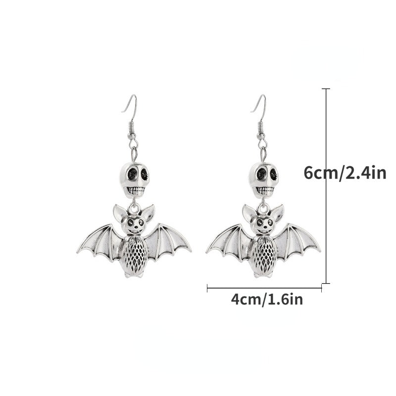 Women Halloween Jewelry Gothic Bat Skull Spider Earrings