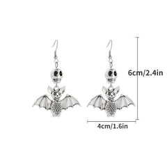 Women Halloween Jewelry Gothic Bat Skull Spider Earrings