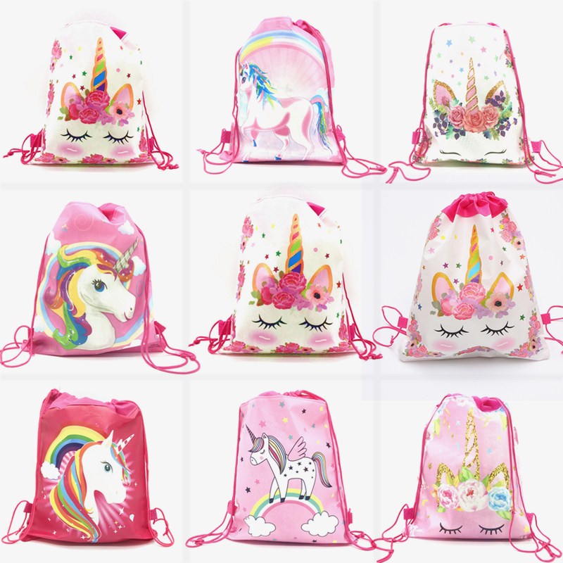 Unicorn Drawstring Bag for Girls, Travel Backpacks, Birthday Party Favors