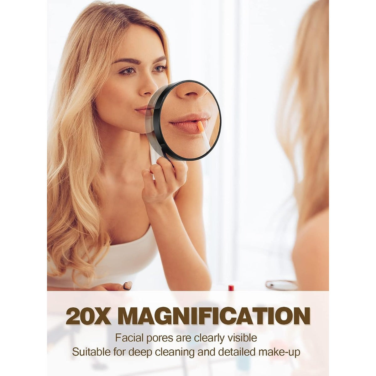 10X Magnifying Mirror With 2 Suction Cups 8.89 cm & Tweezer 1pc