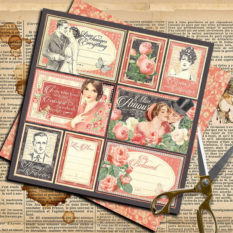 12pcs Cupid Paper Retro Journal Stickers DIY Tools Stationery Arts Crafts