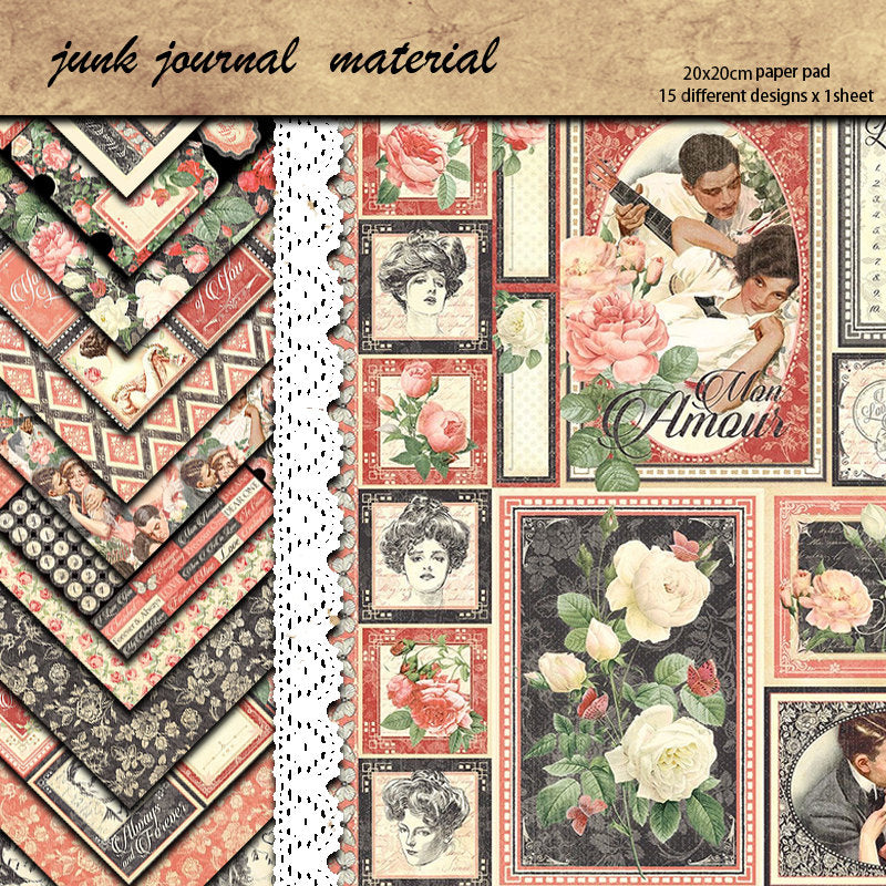 12pcs Cupid Paper Retro Journal Stickers DIY Tools Stationery Arts Crafts