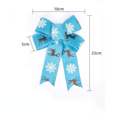 Christmas Tree Decoration Burlap Bow Printed Elk Snowfla...