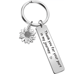 Stainless Steel Keychain Sunflower Pendant Gift For Friends