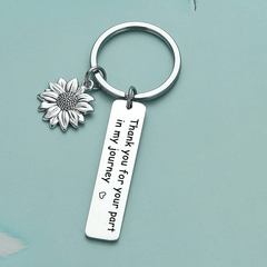 Stainless Steel Keychain Sunflower Pendant Gift For Friends
