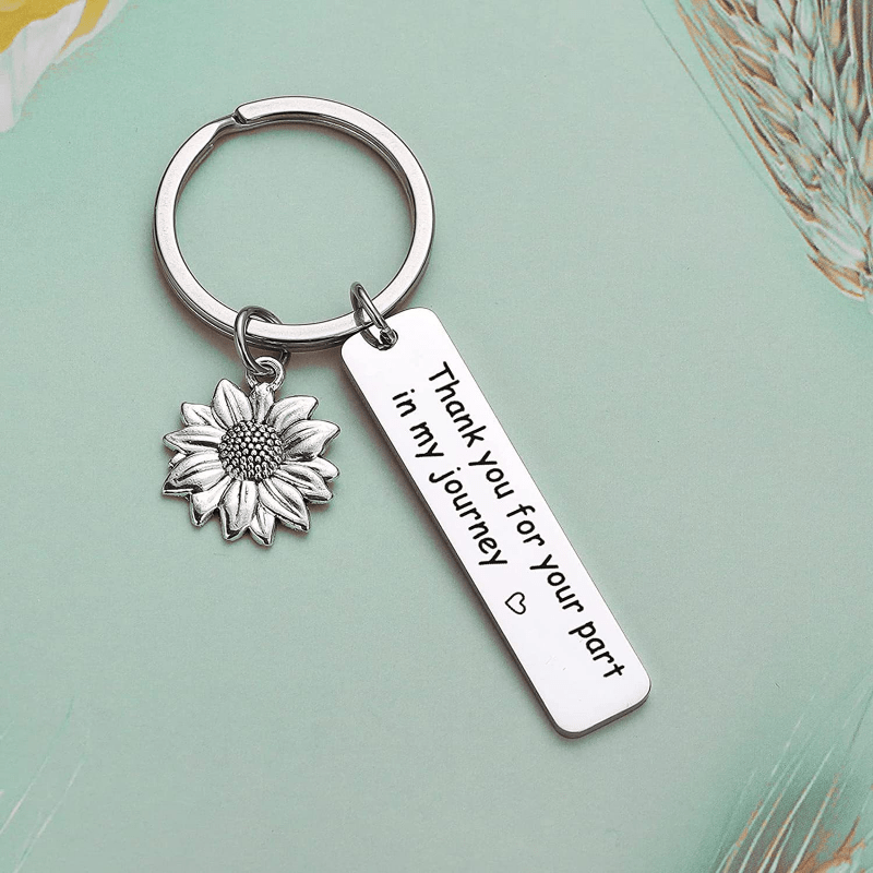 Stainless Steel Keychain Sunflower Pendant Gift For Friends