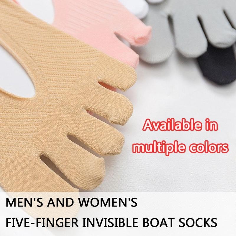 Women's No Show Boat Socks 4 Pairs Five Toe Sweat Absorption Thin Socks