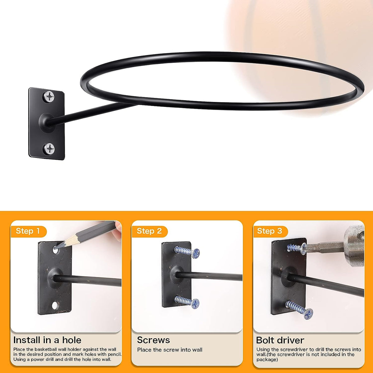 Wall Mount Ball Storage Display Rack Metal Ball Holder
