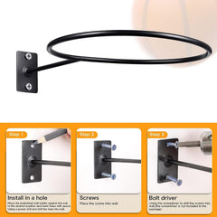 Wall Mount Ball Storage Display Rack Metal Ball Holder