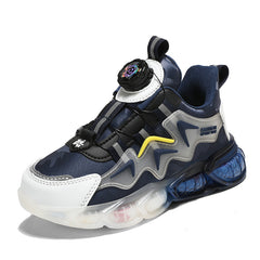 Boys' Casual Low Top Sneakers with Rotating Button, Lightweight Anti Slip Shoes