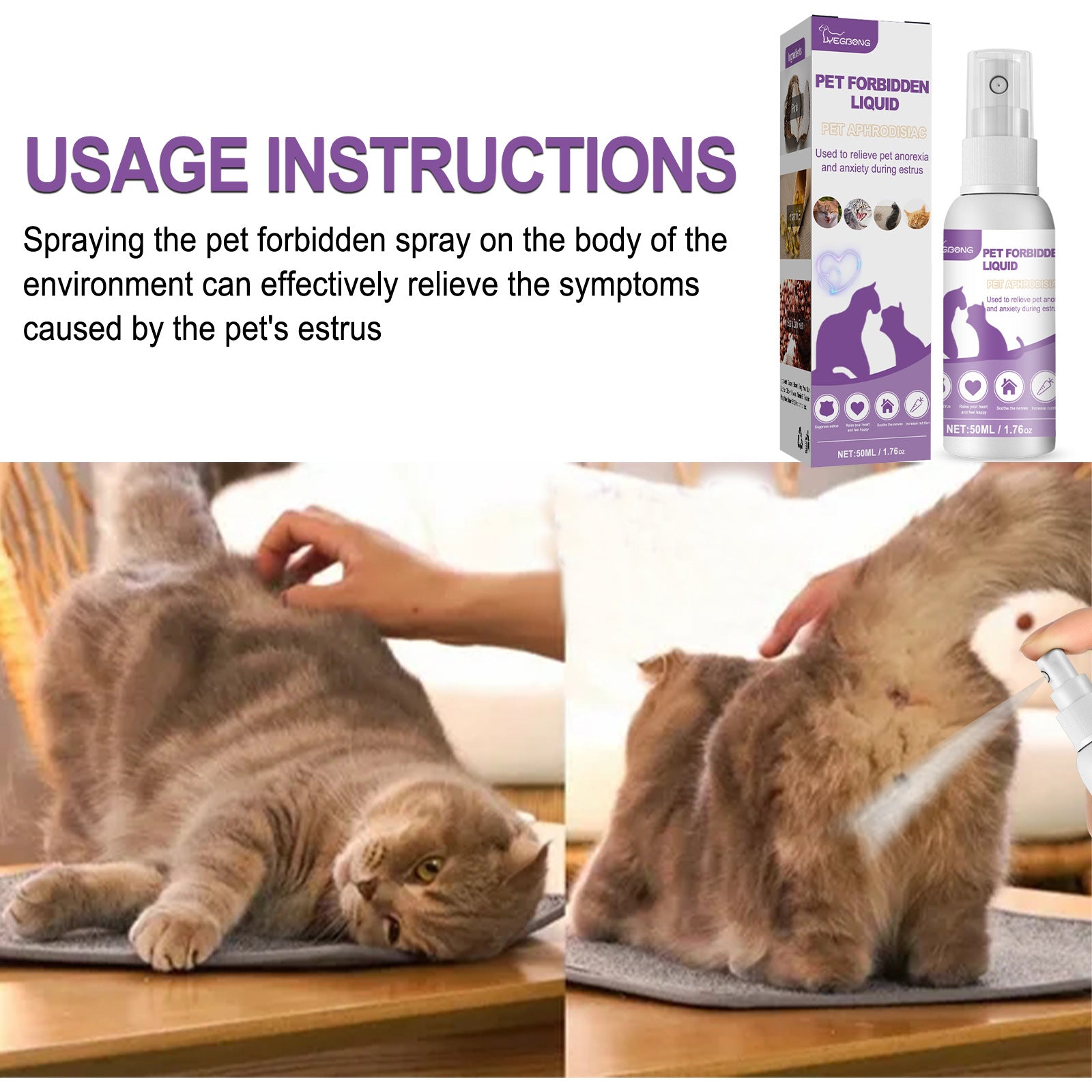 50ml Pet Forbidden Liquid for Estrus and Anxiety Spray Cats & Dogs