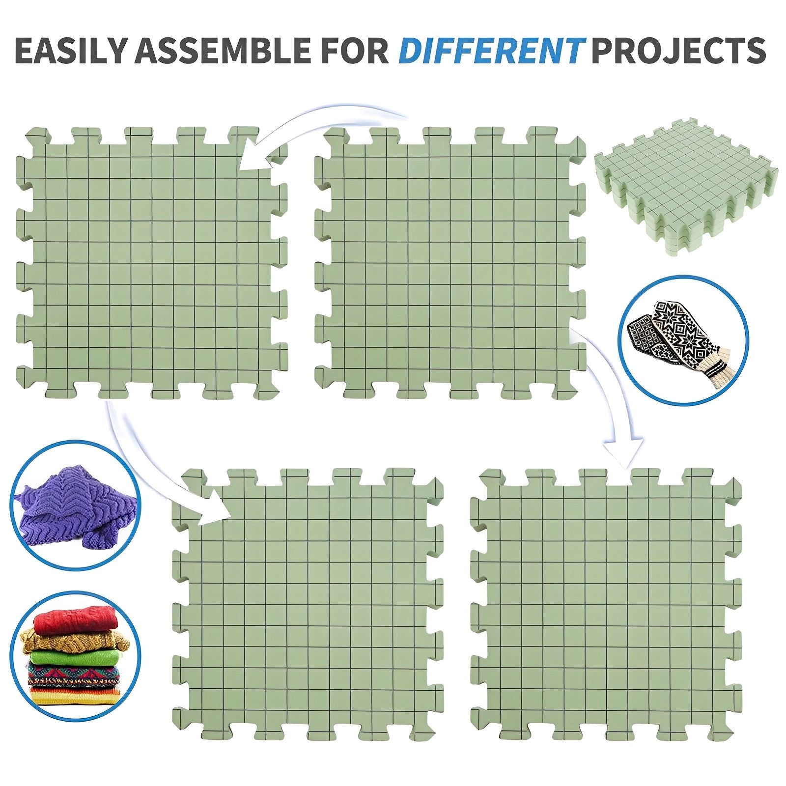4pcs Ultra Thick Foam Knitting Block Mat - Grid Knitting Board
