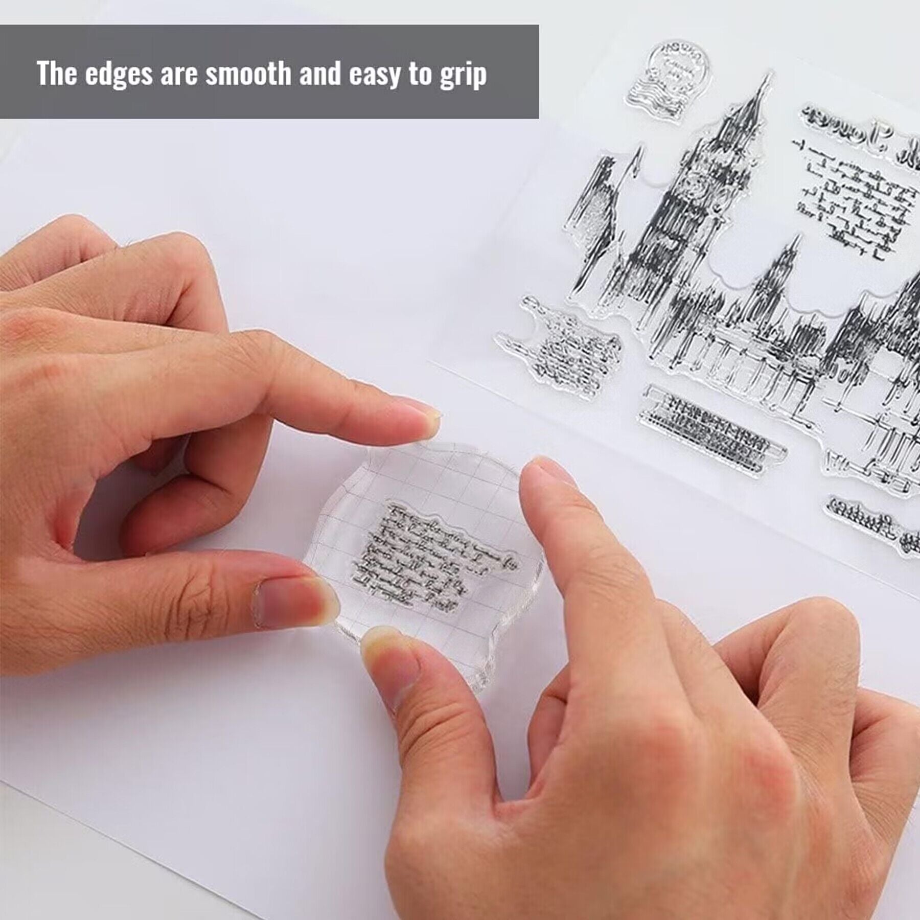 3pcs Clear Acrylic Stamp Block Kit With Grid Lines for Perfect Stamped Images
