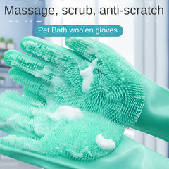 Pet Grooming Gloves for Dogs Cats - Silicone Tips - Bathing Massagi