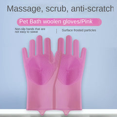 Pet Grooming Gloves for Dogs Cats - Silicone Tips - Bathing Massagi