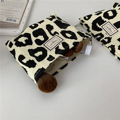 Leopard Print Makeup Bag Zipper Cosmetic Pouch Large Capacity Travel Organizer