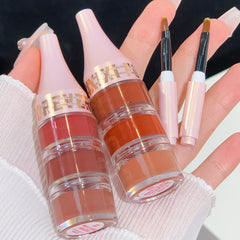 Matte 3 Lipstick Set Long Lasting Waterproof Red 3 In 1 Multilayer Lip Gloss