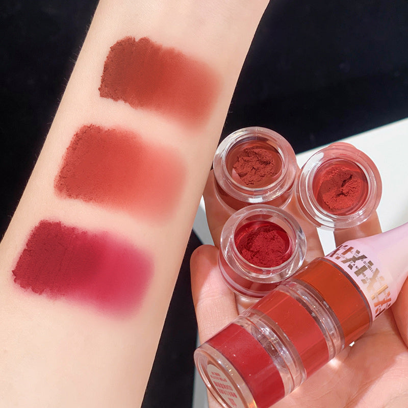 Matte 3 Lipstick Set Long Lasting Waterproof Red 3 In 1 Multilayer Lip Gloss