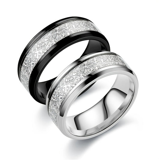 Rime Silk Pattern Titanium Steel Ring for Men