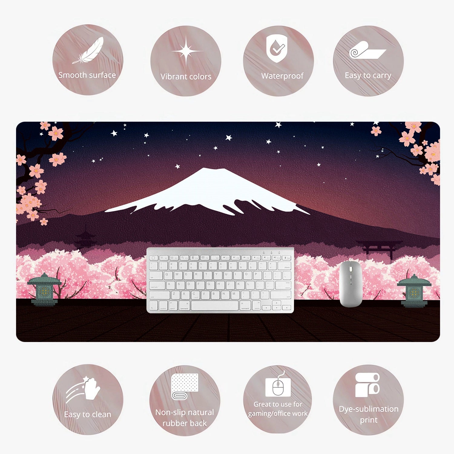 Fujiyama Mouse Pad PU Leather Desk Pad Waterproof Desk Writing Mat Non Slip