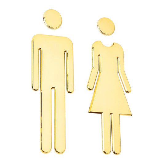 ABS Male & Female Toilet Sign Sticker Self Adhesive Golden Silvery