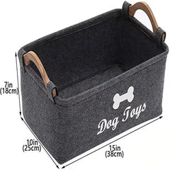 Pet Supplies Storage Basket with Wooden Handle Collapsible