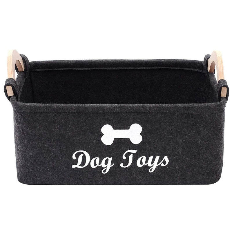 Pet Supplies Storage Basket with Wooden Handle Collapsible